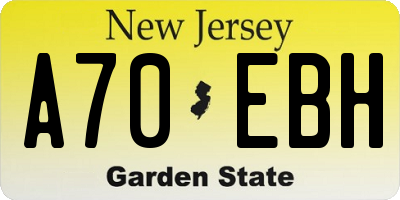 NJ license plate A70EBH