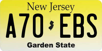 NJ license plate A70EBS