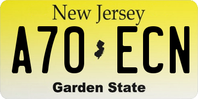 NJ license plate A70ECN