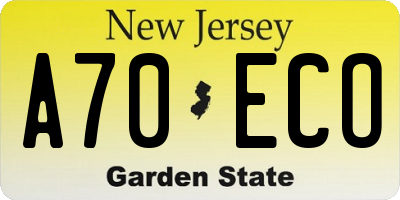 NJ license plate A70ECO