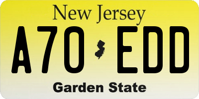 NJ license plate A70EDD