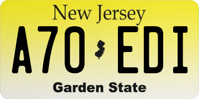 NJ license plate A70EDI