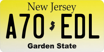 NJ license plate A70EDL