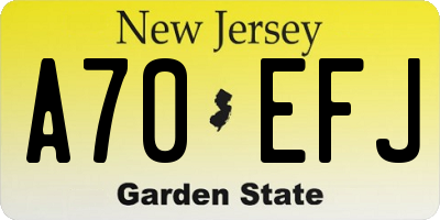 NJ license plate A70EFJ