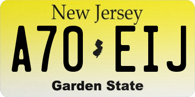 NJ license plate A70EIJ