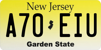 NJ license plate A70EIU