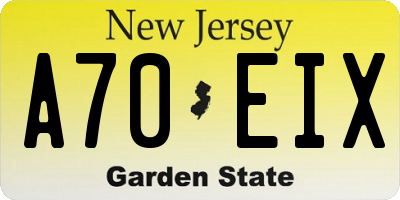 NJ license plate A70EIX