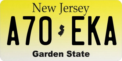NJ license plate A70EKA