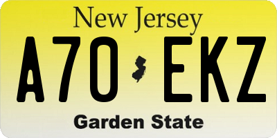 NJ license plate A70EKZ