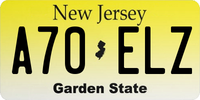 NJ license plate A70ELZ