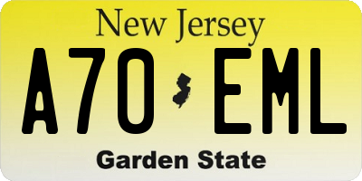 NJ license plate A70EML