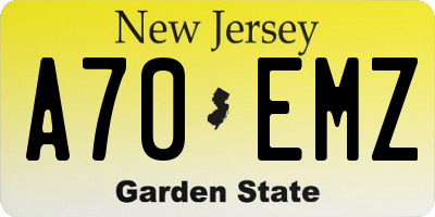 NJ license plate A70EMZ