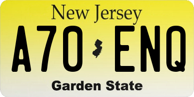 NJ license plate A70ENQ
