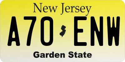 NJ license plate A70ENW