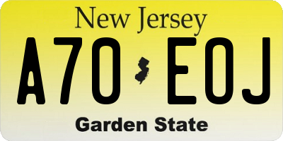 NJ license plate A70EOJ