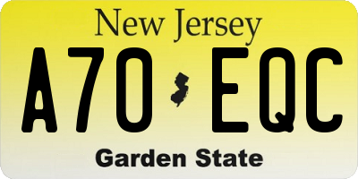 NJ license plate A70EQC