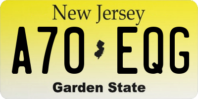 NJ license plate A70EQG
