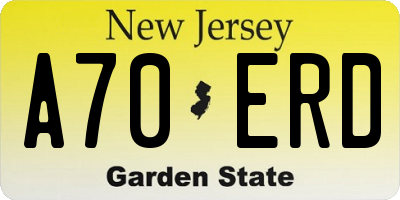 NJ license plate A70ERD