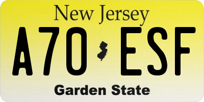 NJ license plate A70ESF