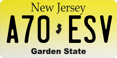 NJ license plate A70ESV