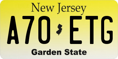 NJ license plate A70ETG