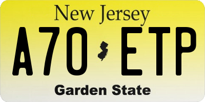 NJ license plate A70ETP