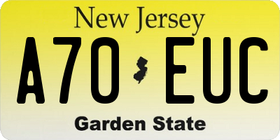 NJ license plate A70EUC