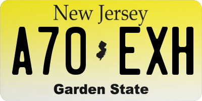NJ license plate A70EXH