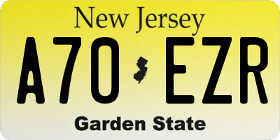 NJ license plate A70EZR