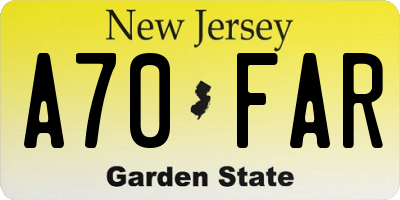 NJ license plate A70FAR