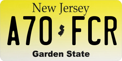 NJ license plate A70FCR