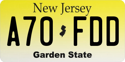 NJ license plate A70FDD
