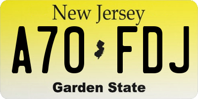 NJ license plate A70FDJ