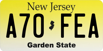 NJ license plate A70FEA