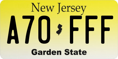 NJ license plate A70FFF