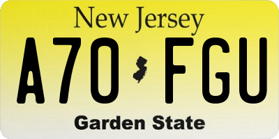 NJ license plate A70FGU