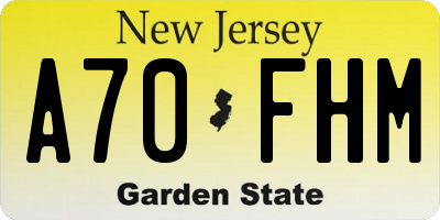 NJ license plate A70FHM