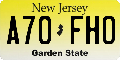 NJ license plate A70FHO