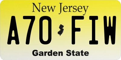 NJ license plate A70FIW