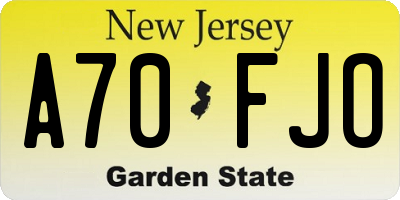 NJ license plate A70FJO