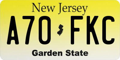 NJ license plate A70FKC