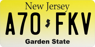 NJ license plate A70FKV