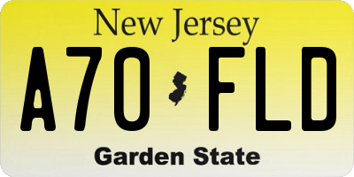 NJ license plate A70FLD