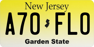 NJ license plate A70FLO