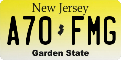 NJ license plate A70FMG