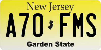 NJ license plate A70FMS