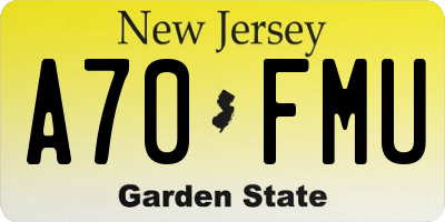 NJ license plate A70FMU