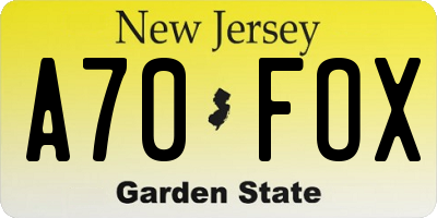 NJ license plate A70FOX