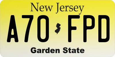 NJ license plate A70FPD