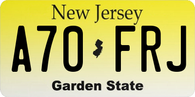 NJ license plate A70FRJ
